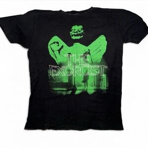 Mens Black The Exorcist T-Shirt with Green Graphic Size M